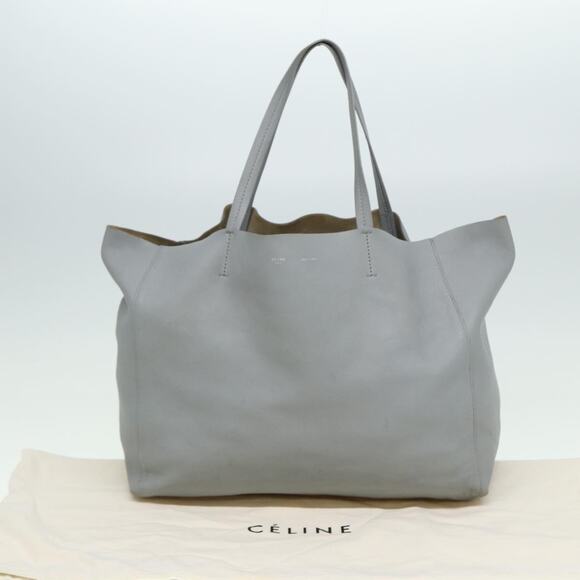 CELINE Horizontal Cabas Tote Bag Leather Light Blue - Picture 12 of 16